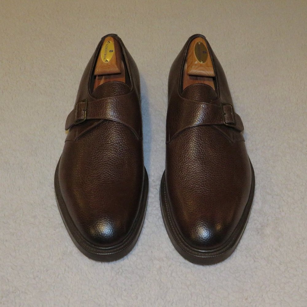 Edward Green Troon Brown Grain Leather Dainite Monk Loafers 11E 202 Last NWB